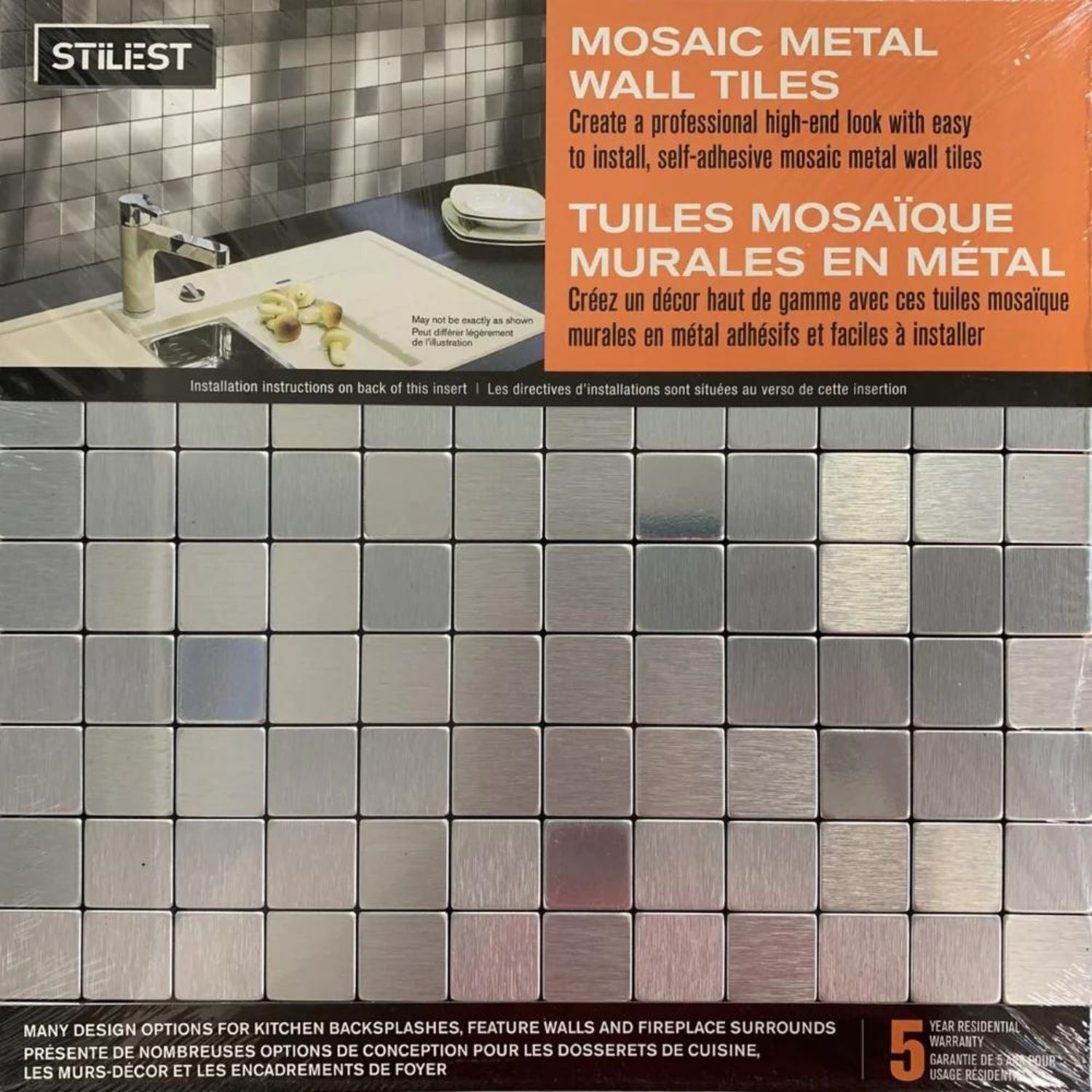 STILIEST tuiles mosaîque murales carré 1po (1pi2)/par tuile