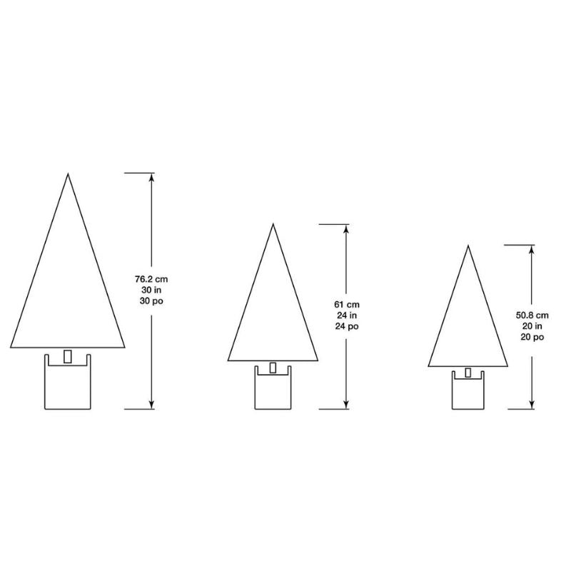 3 Arbres Floqués avec Ampoule Del