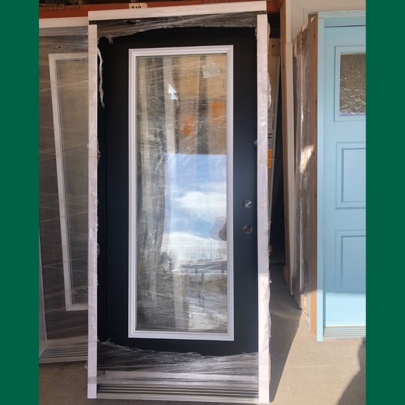 Porte extérieure noire vitrée - 38" x 82"3/4
