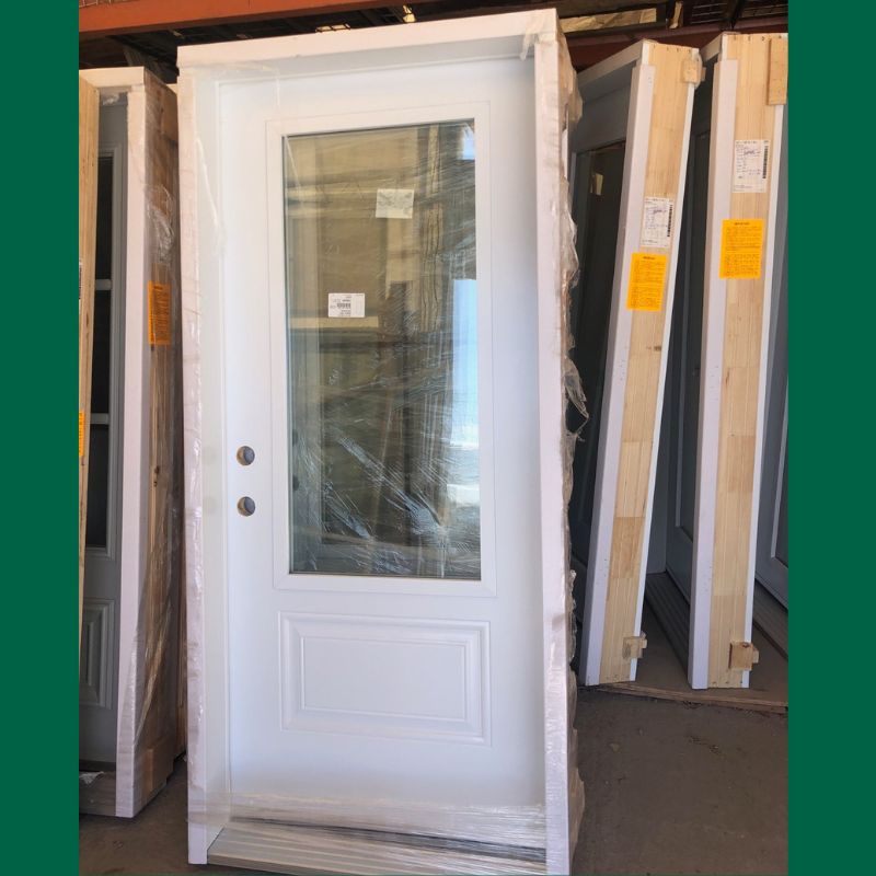 Porte extérieure blanche vitrée - 38" x 82"3/4