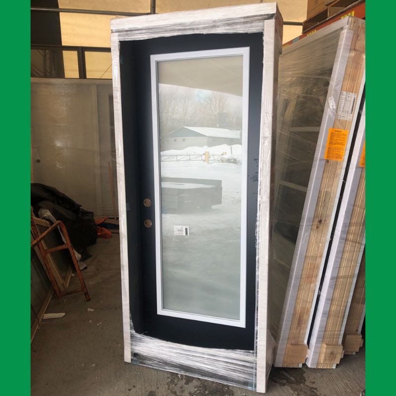 Porte extérieure noire givrée - 36" x 82"3/4