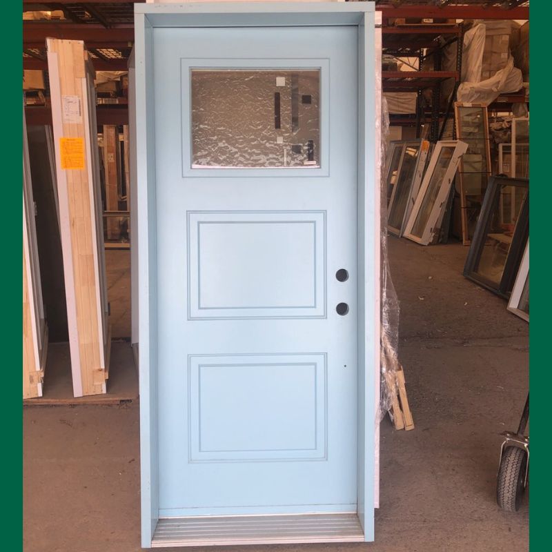 Porte extérieure bleu givrée - 36" x 82"3/4