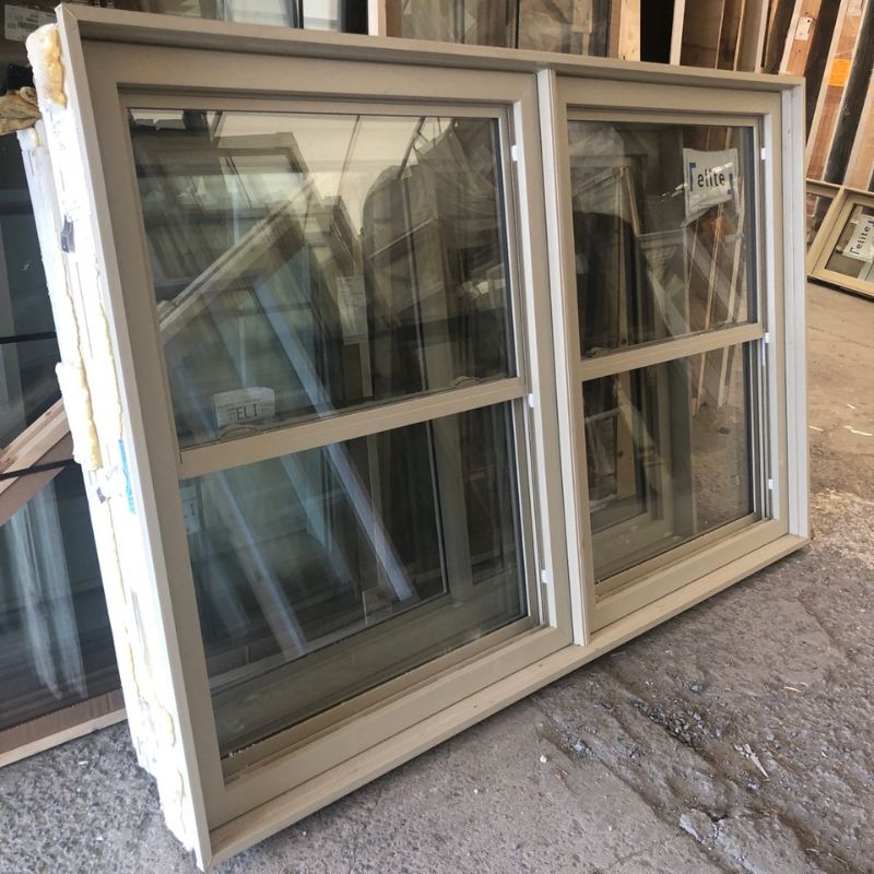 Fenêtre beige guillotine 72" x 54" 1/4