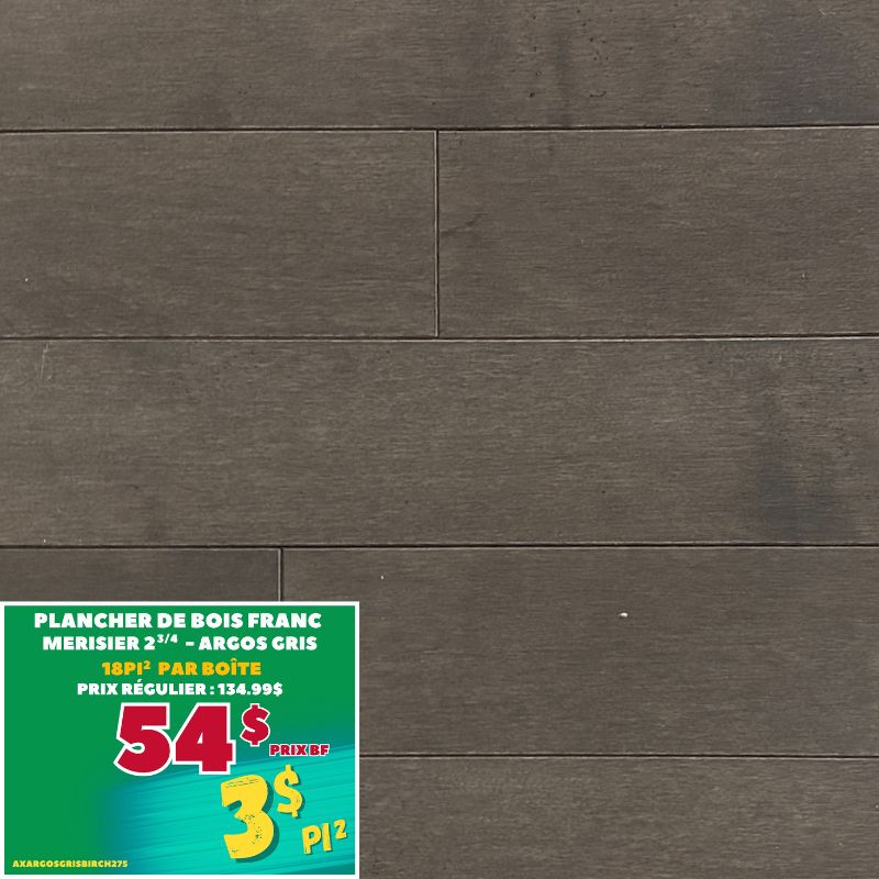 Plancher de bois franc Merisier 2 3/4" Argos gris