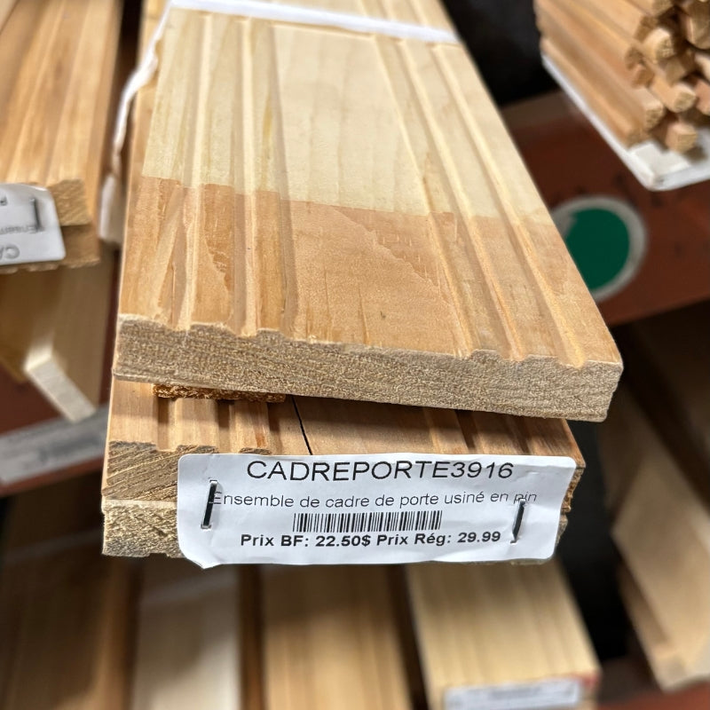 Ensemble de cadre de porte usiné en pin