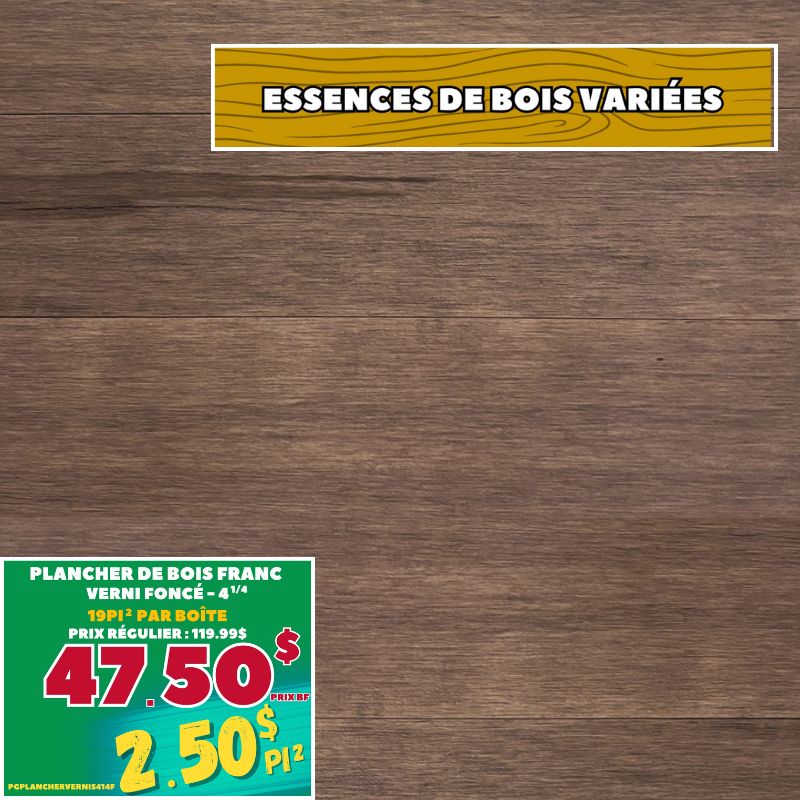 Plancher de bois franc verni 4 1/4" foncé