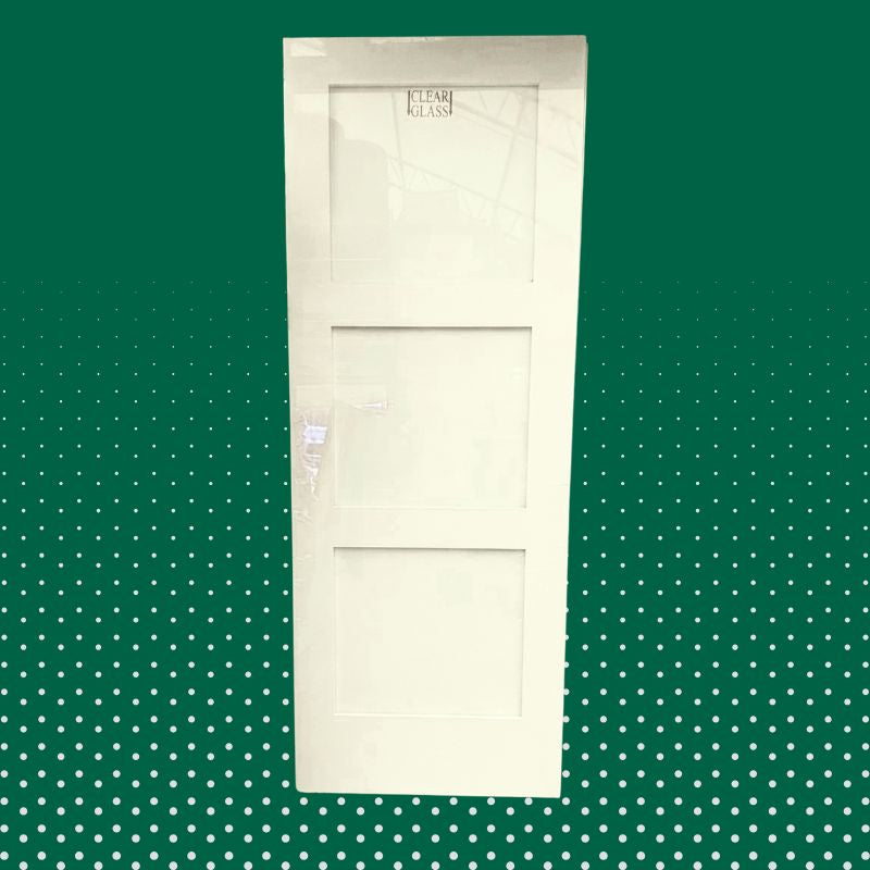 Porte intérieure en MDF 3 panneaux vitrés clairs - 30" x 80"