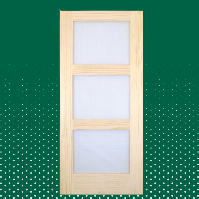 Porte en pin 3 panneaux vitrés givrés - 30" x 80"
