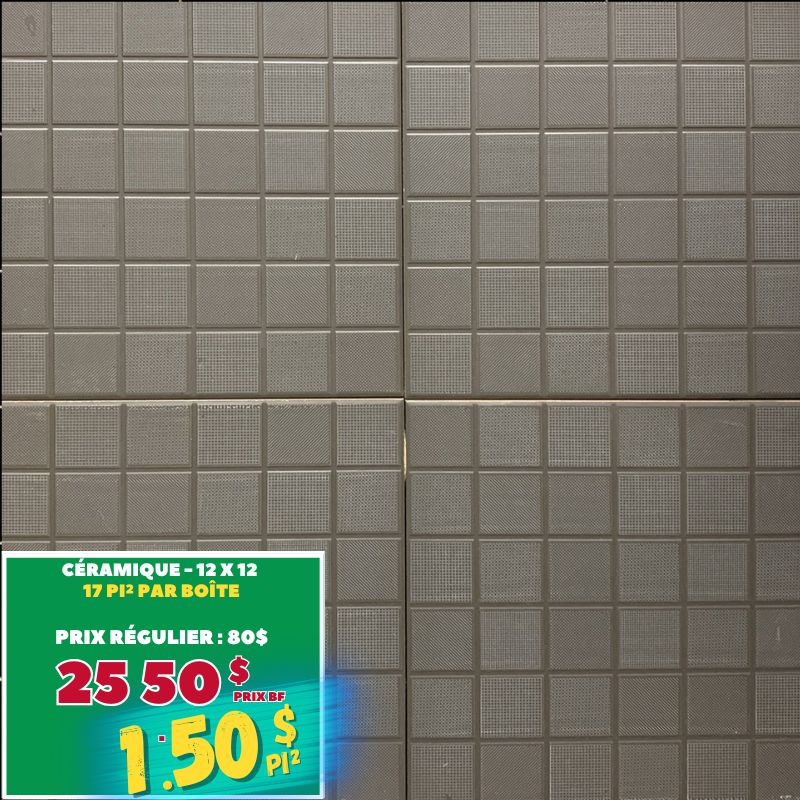 Céramique noire à carreaux noirs 12x12