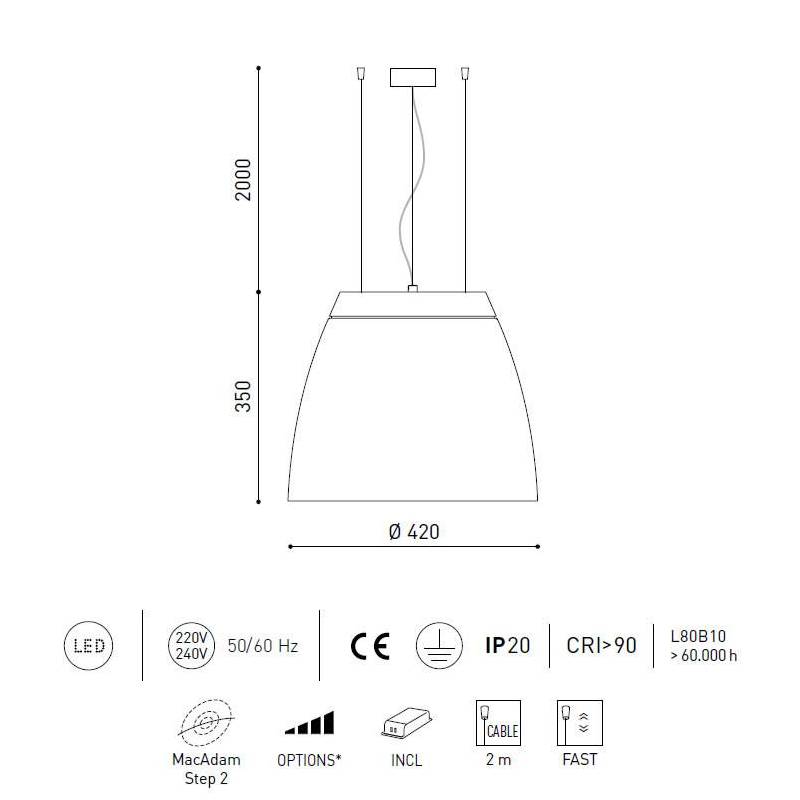 Luminaire Suspendu Arkos Blanc / Or