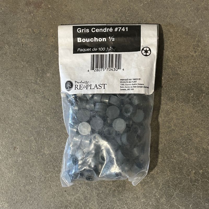 Replast Bouchon 1/2''  Gris Standard Paquet de 100