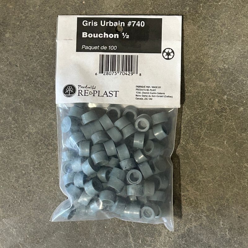 Replast Bouchon 1/2''  Gris Urbain Paquet de 100