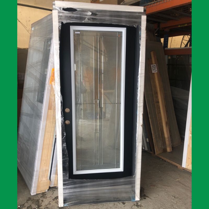 Porte extérieure noire vitrail- 36" 1/4 x 82"3/4