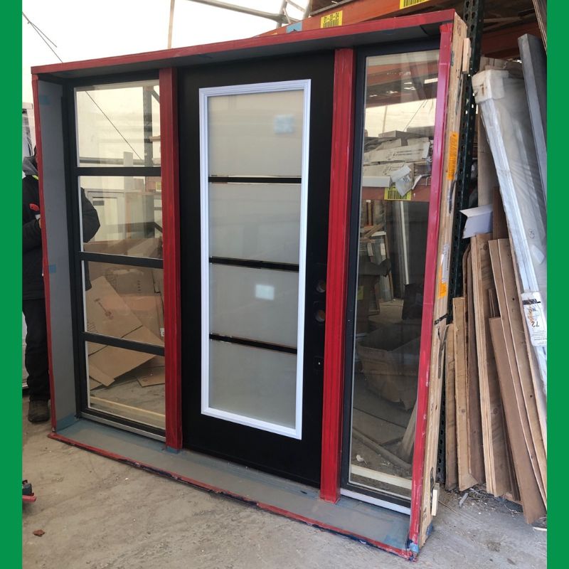 Porte extérieure noire vitrée - 88" x 82"5/8