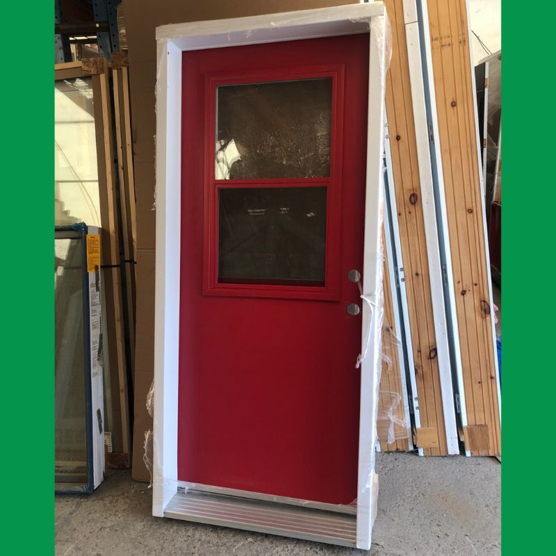 Porte extérieure vitrée rouge - 36" x 80¾"
