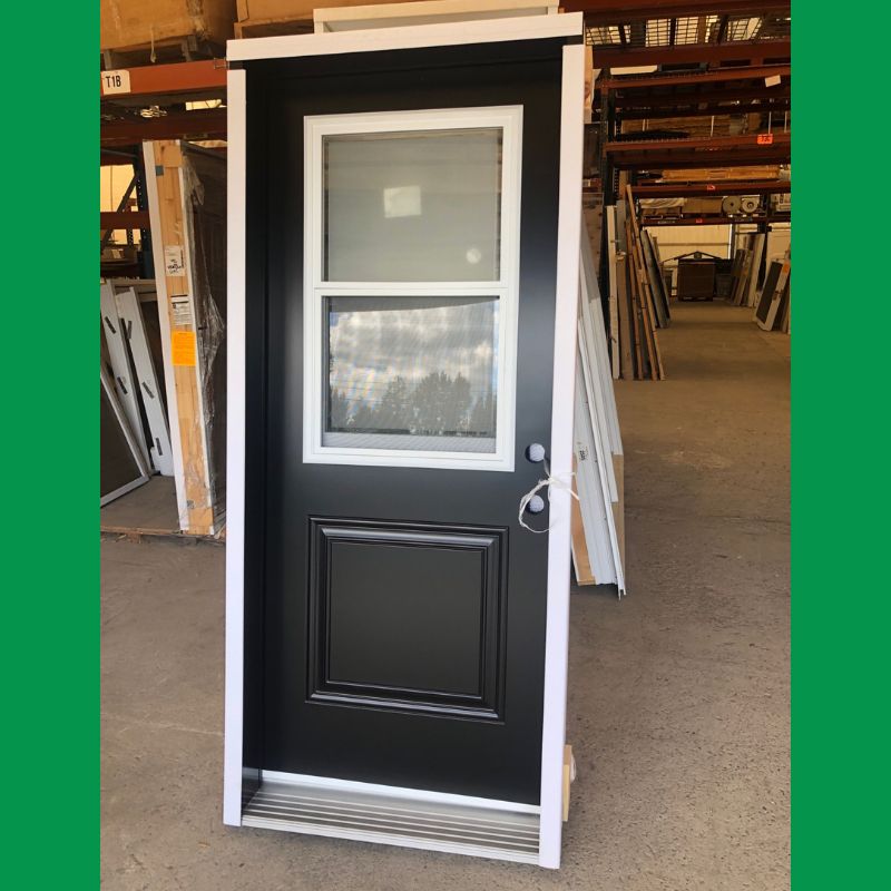 Porte extérieure vitrée givrée noire - 36" x 82¾"
