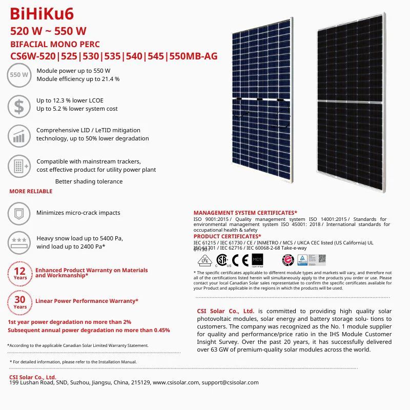 Panneau solaire BiHiku6 CS6W-540MB-AG