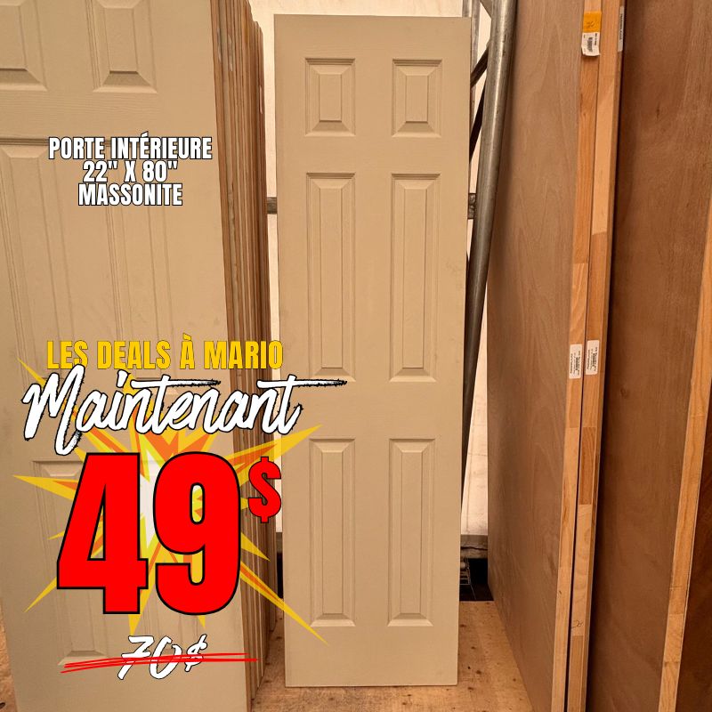 Porte Intérieure Massonite 22 x 80