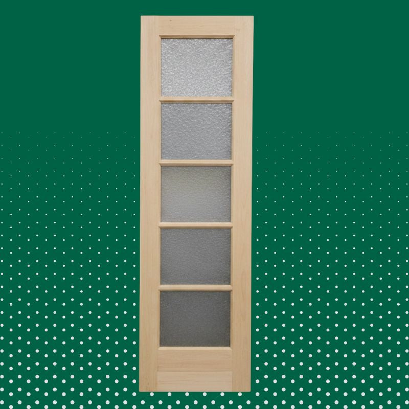 Porte en pin 5 panneaux vitrés/givrés - 24" x 80"