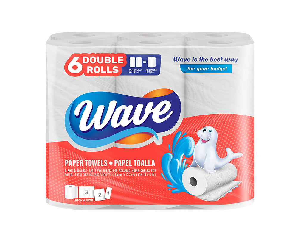 Wave - 6 Rouleaux double essuie-tout
